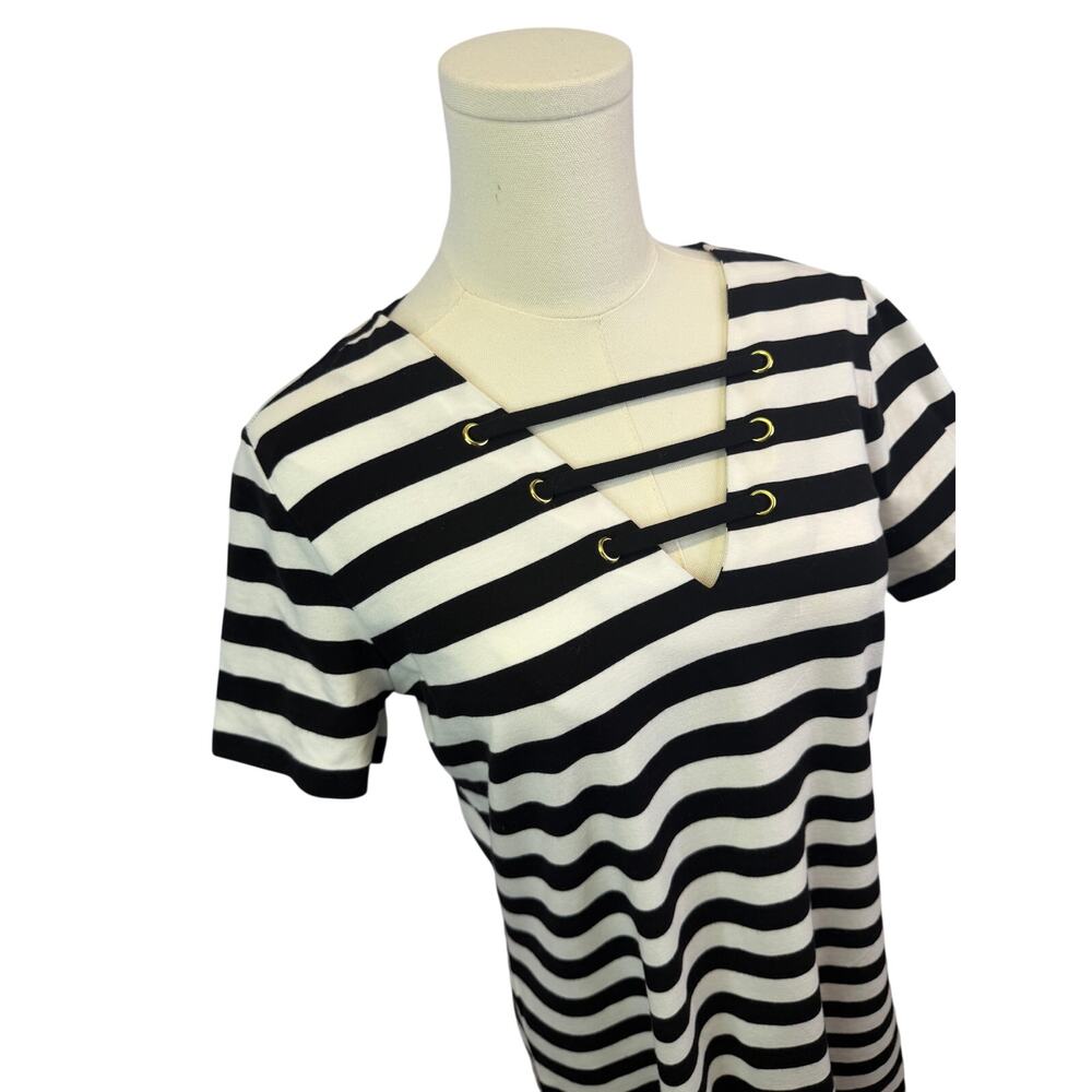 Michael kors Cotton Black White Stripes short sleeves Dress size small
